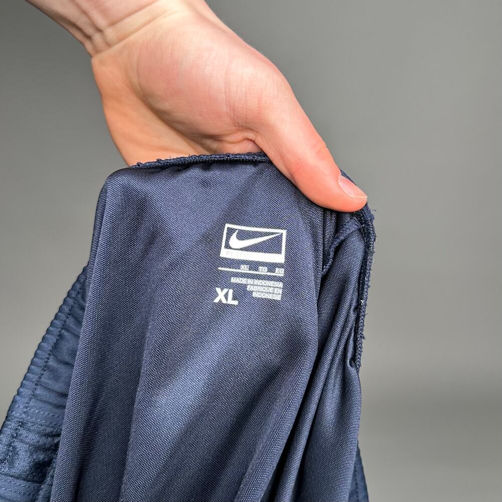 Nike Sweatpants Navy Blue Polyester White Swoosh Baggy Wide Leg - Picture 4 of 4